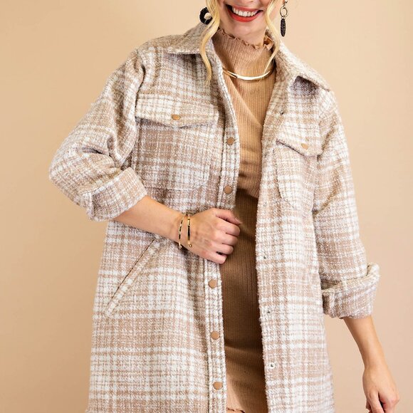 NWT Plaid Check Textured Shacket Jacket - Picture 5 of 5